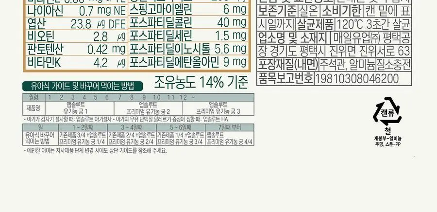 [매일유업] 앱솔루트 유기농 궁 분유 2단계(6~12개월) 800g 3캔 상세페이지 22